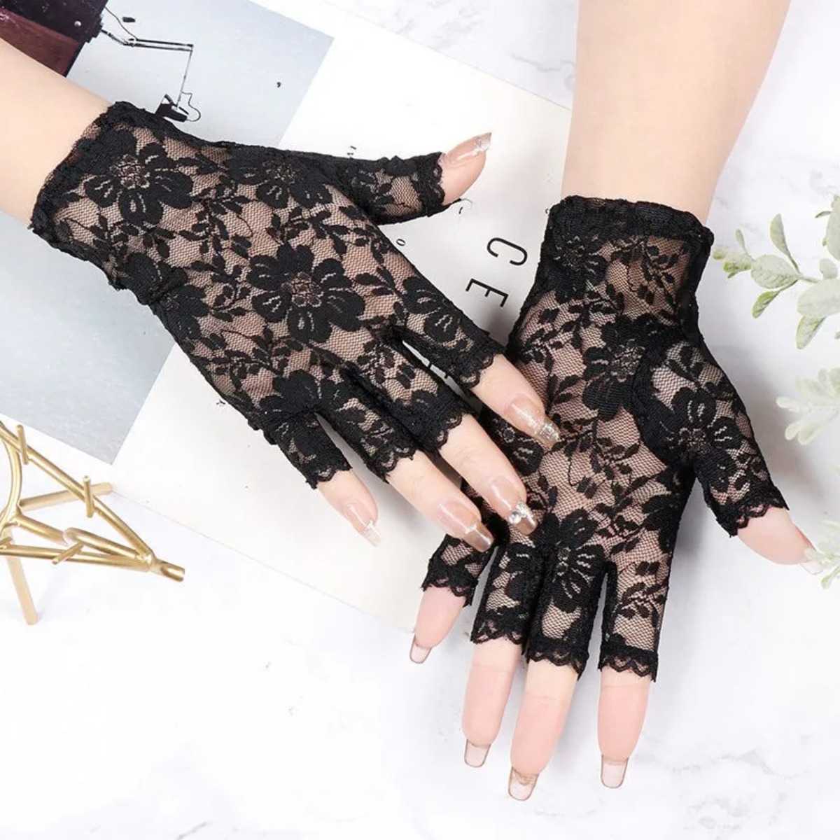 Women'S Fashion Retailers - Women Sexy Lace Half Finger Gloves