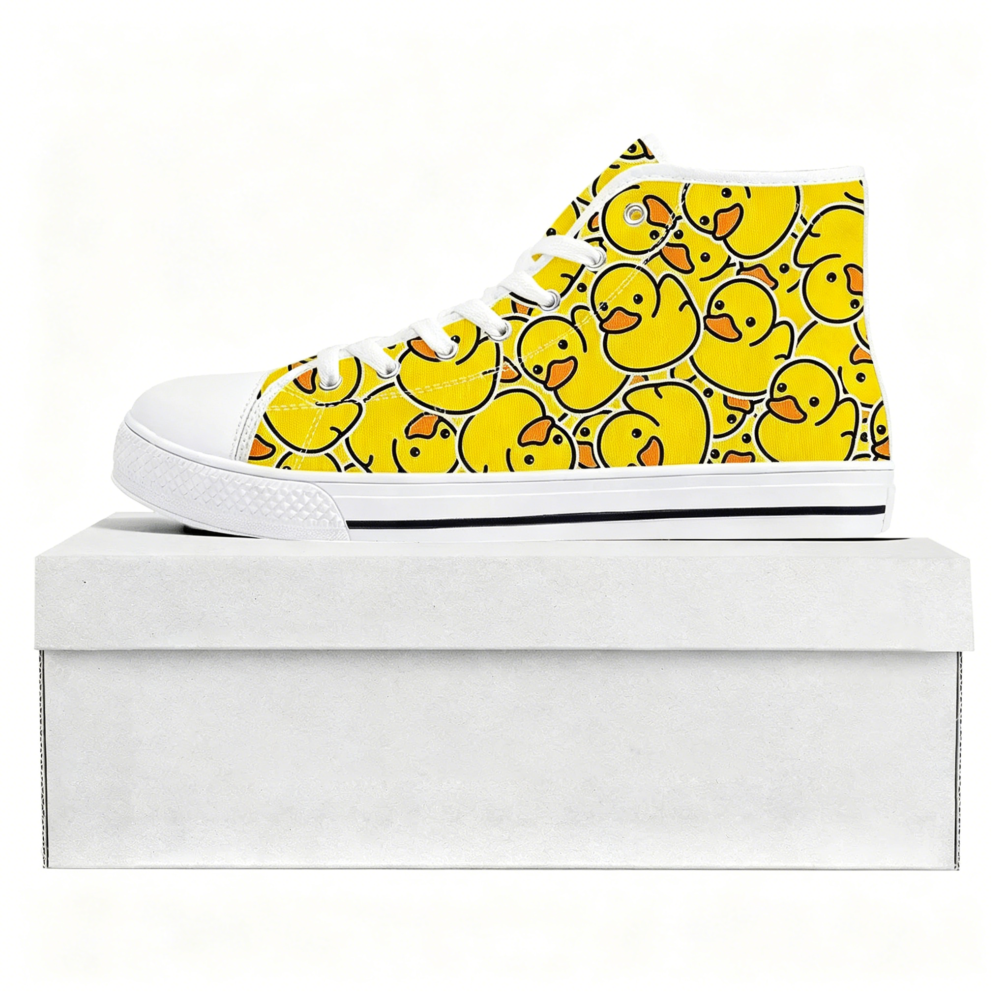 Women'S Fashion Business Casual - Yellow Duck Printed High Top High
