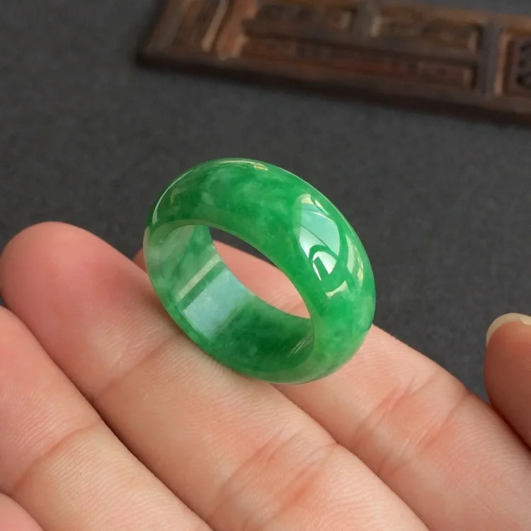Women Fashion Jewellery - Natural Green Jade Ring Jadeite Amulet