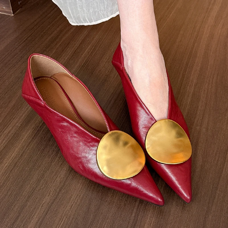 Women Fashion Designer - Luxury Women Metal Buckle Designer Pointed
