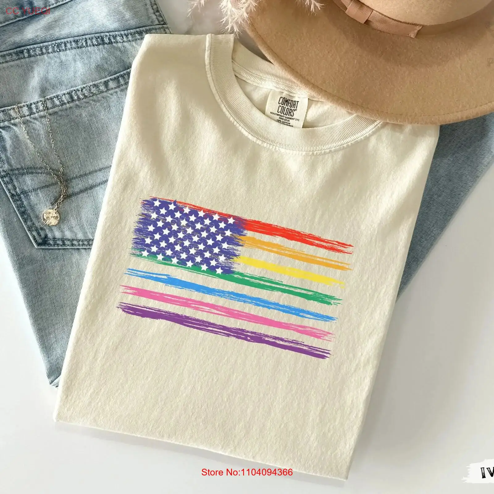 Women Fashion Usa - Gay Pride rainbow American Flag 4th