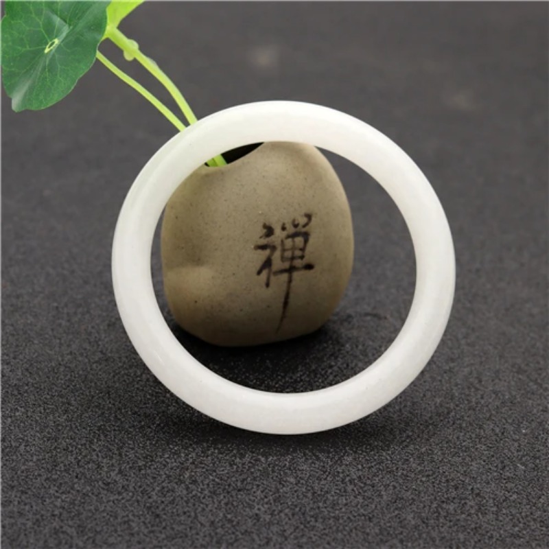 Women Fashion Jewellery - Natural White Chinese Jade Bracelet Bangle