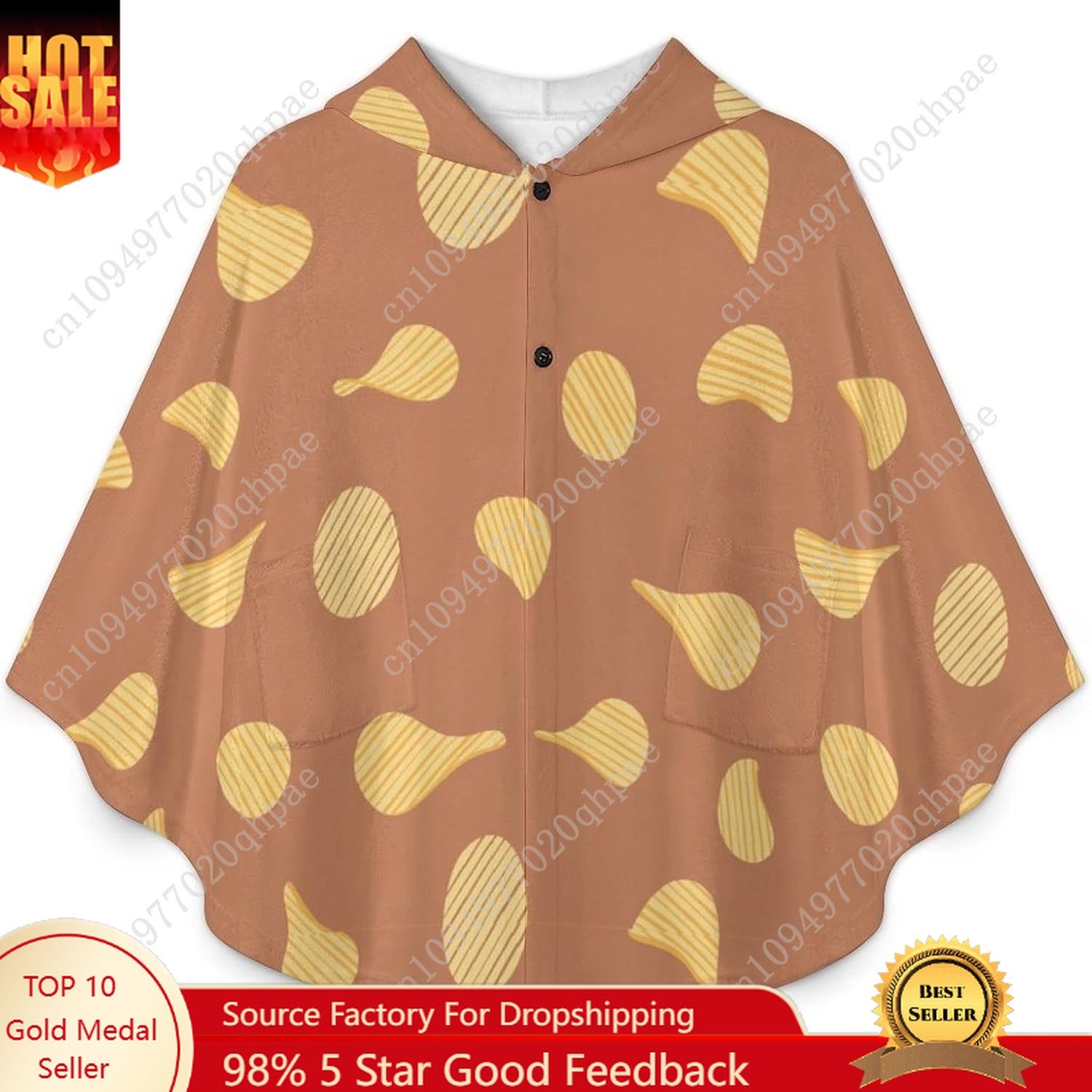 Hoodie Women Oversized - Cozy Flannel Blanket Sweater,Orange Shapes Oversized