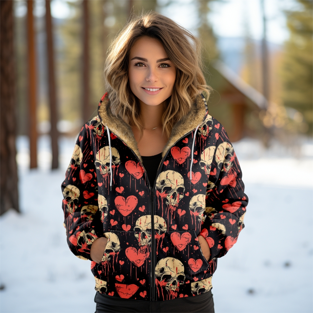 Women'S Fashion Edgy - Y2K Gothic Women's Hoodie Heart Skull