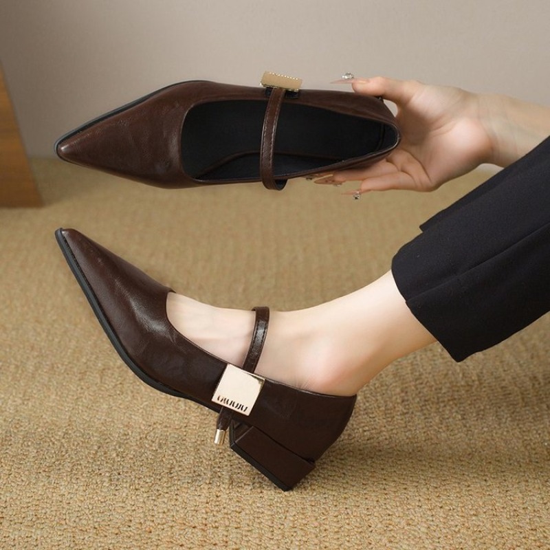 2025 Retro Style Thick Heel Wo - Women'S Fashion Spring 2025 のレビューと価格