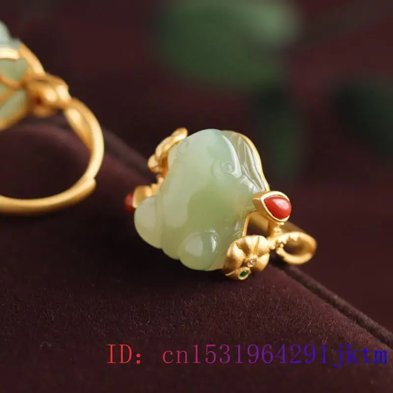 Green Jade Frog Rings Charms N - Women Fashion Jewellery のレビューと価格