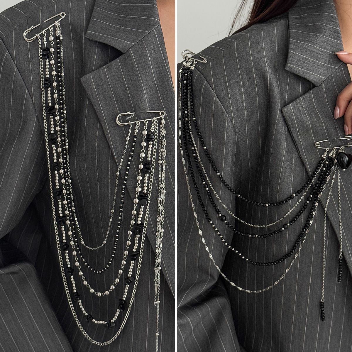 Punk Hip Hop Long Crystal Broo - Women'S Fashion Layering のレビューと価格