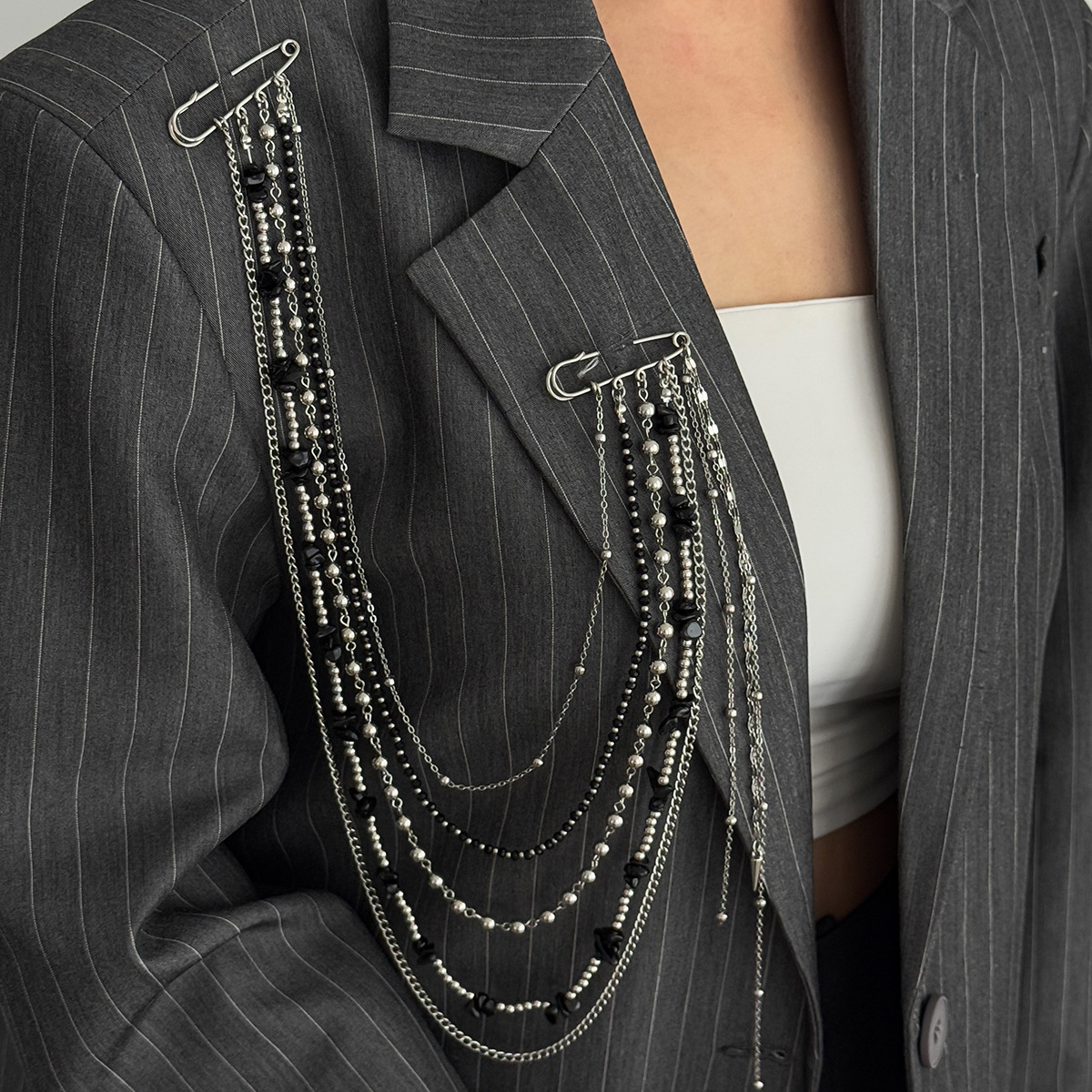 Punk Hip Hop Long Crystal Broo - Women'S Fashion Layering のレビューと価格