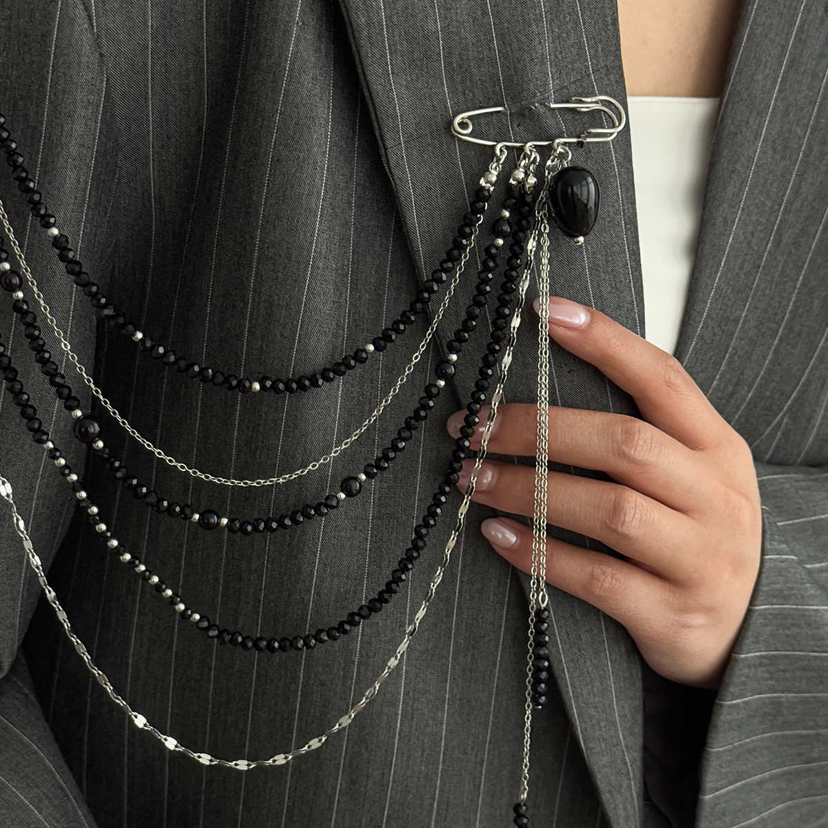 Punk Hip Hop Long Crystal Broo - Women'S Fashion Layering のレビューと価格