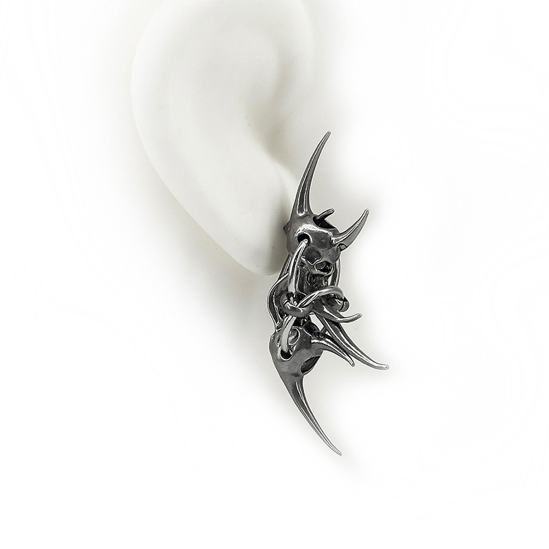 Edgy Demon Horn Skull Earrings - Women'S Fashion Edgy のレビューと価格