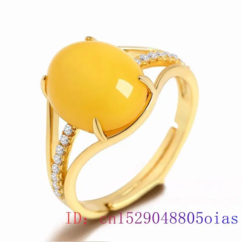 Yellow Amber Ring Fashion Luck - Women Fashion Jewellery のレビューと価格