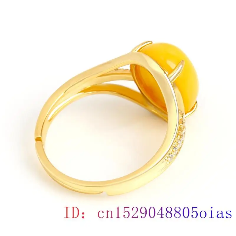 Yellow Amber Ring Fashion Luck - Women Fashion Jewellery のレビューと価格