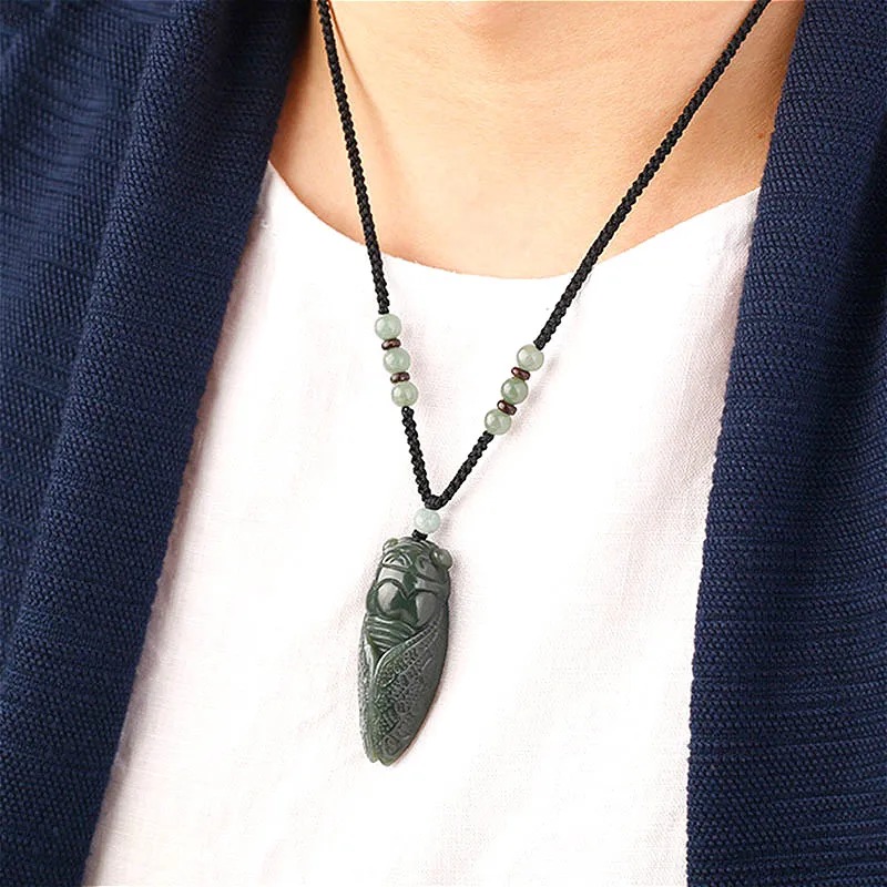 Natural Hetian Jade Cicada Pen - Women Fashion Jewellery のレビューと価格