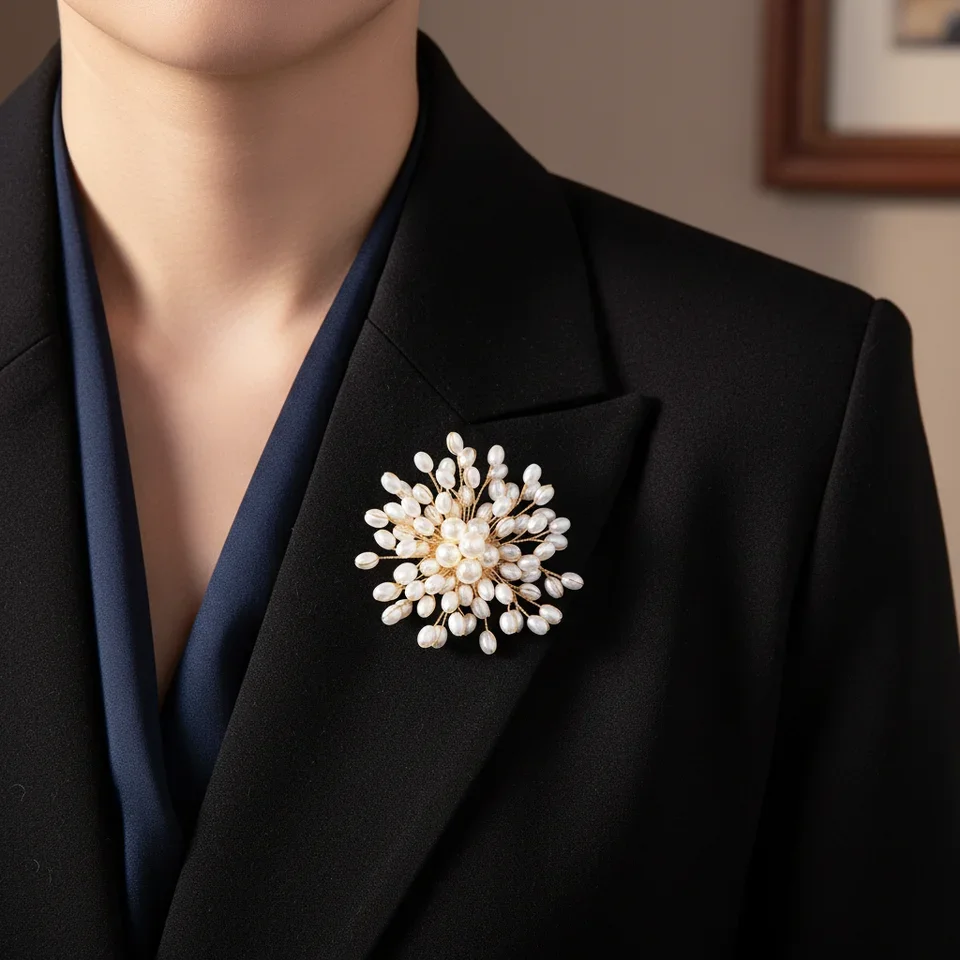 Pearl Woven Flower Brooch For  - Women Fashion Designer のレビューと価格