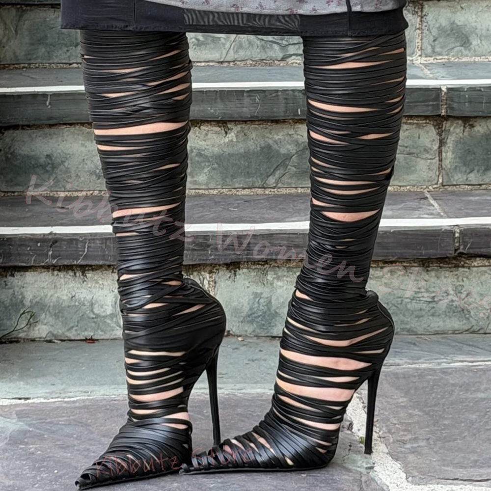 Strappy Thigh High Boots Over  - Women'S Fashion Edgy のレビューと価格
