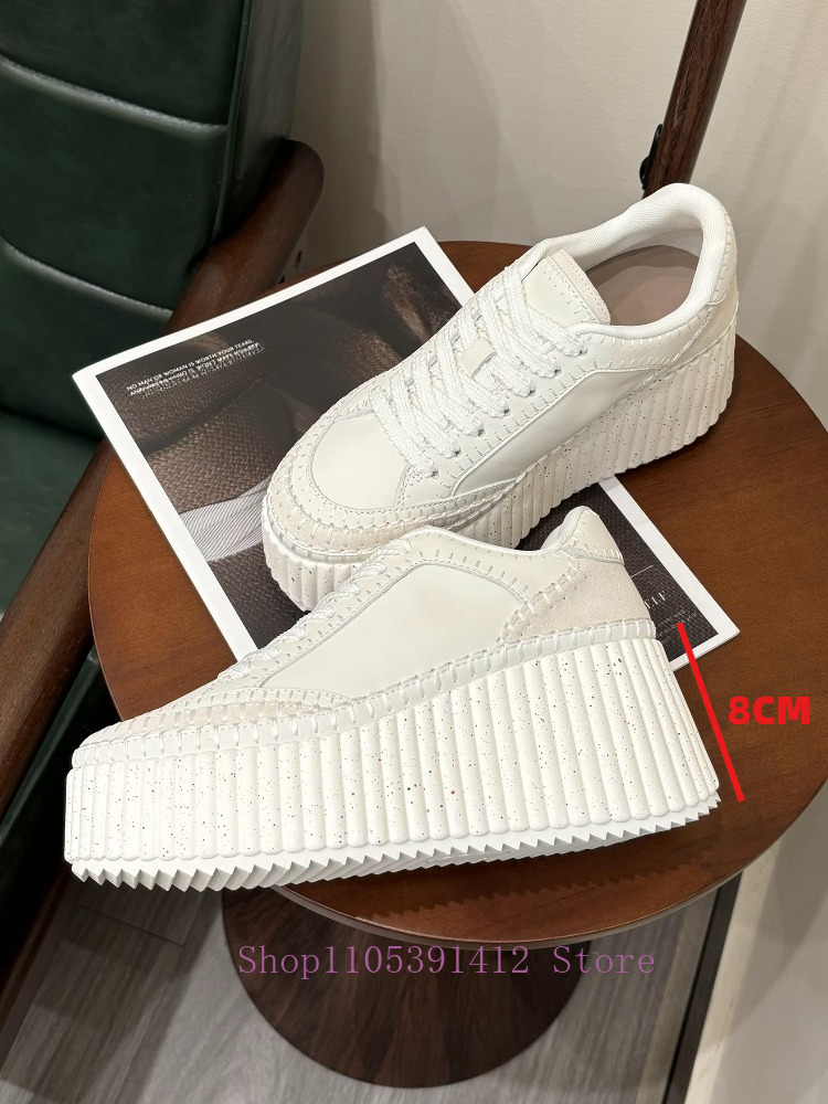 New Thick-Sole 8CM White Shoes - Sneakers Fashion Women のレビューと価格