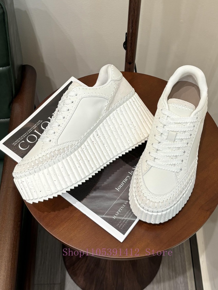New Thick-Sole 8CM White Shoes - Sneakers Fashion Women のレビューと価格