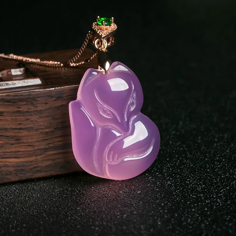 Natural Purple Agate Fox Penda - Women Fashion Jewellery のレビューと価格