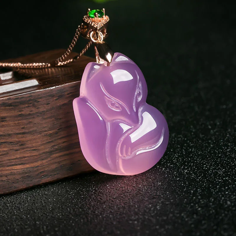 Natural Purple Agate Fox Penda - Women Fashion Jewellery のレビューと価格
