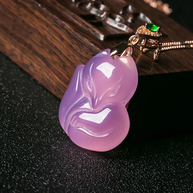 Natural Purple Agate Fox Penda - Women Fashion Jewellery のレビューと価格