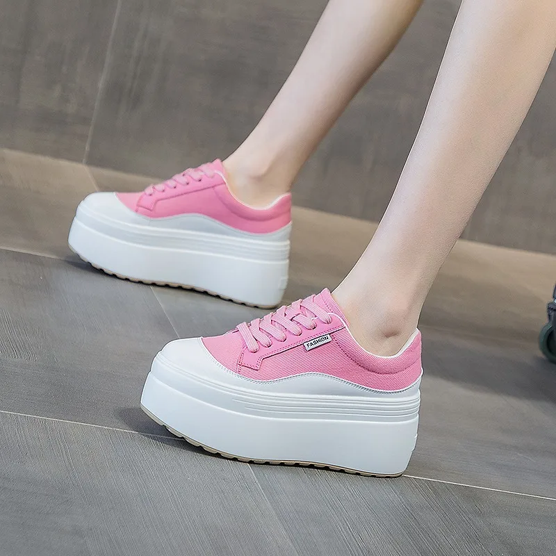 8cm New Canvas Genuine Leather - Sneakers Fashion Women のレビューと価格
