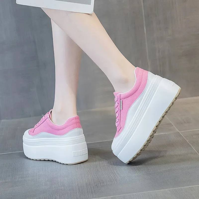 8cm New Canvas Genuine Leather - Sneakers Fashion Women のレビューと価格