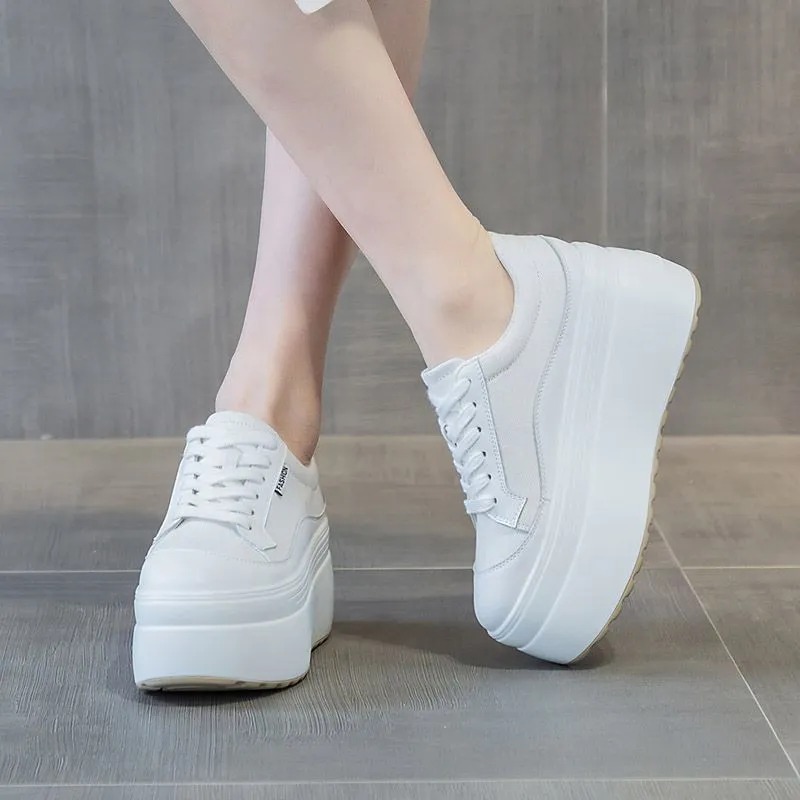 8cm New Canvas Genuine Leather - Sneakers Fashion Women のレビューと価格