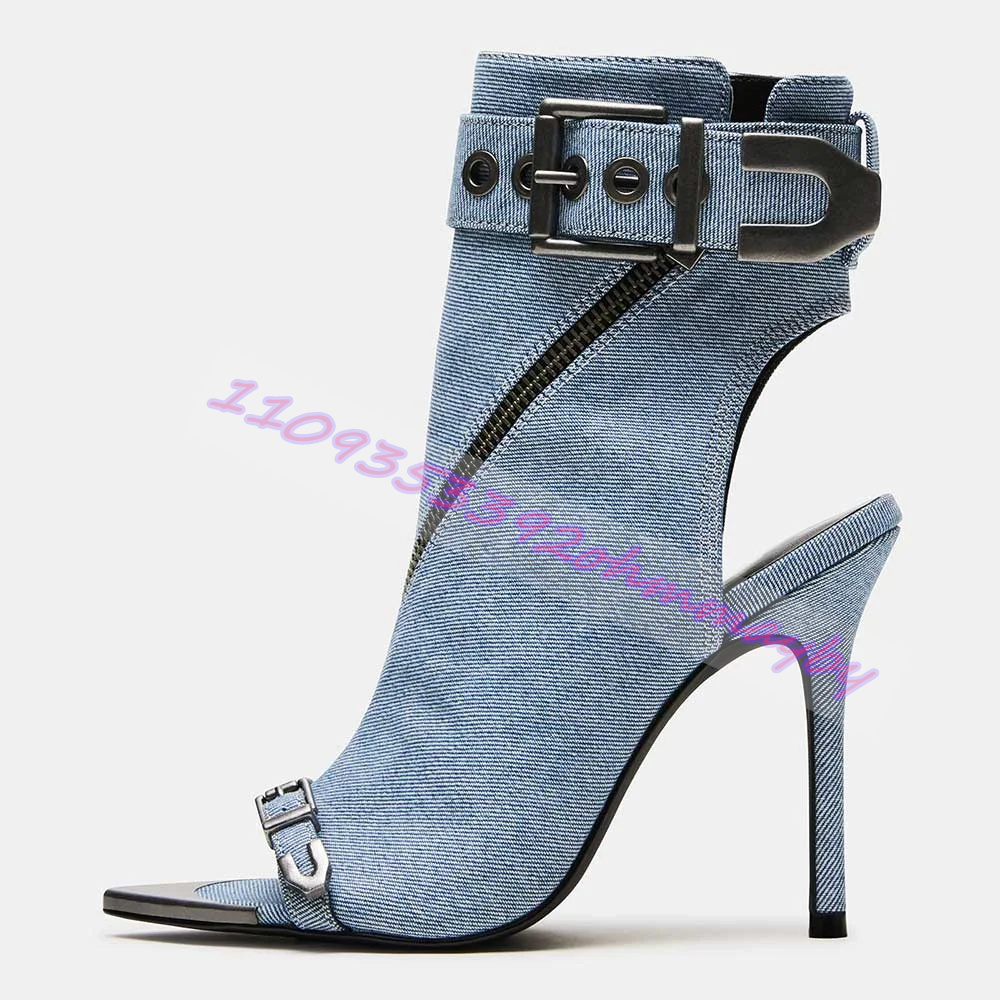 Summer Blue Denim Pointed-Toe  - Women'S Fashion Boots のレビューと価格
