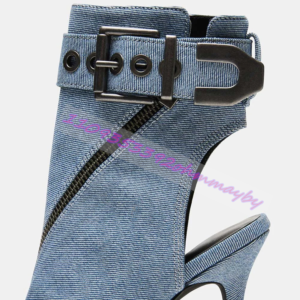Summer Blue Denim Pointed-Toe  - Women'S Fashion Boots のレビューと価格