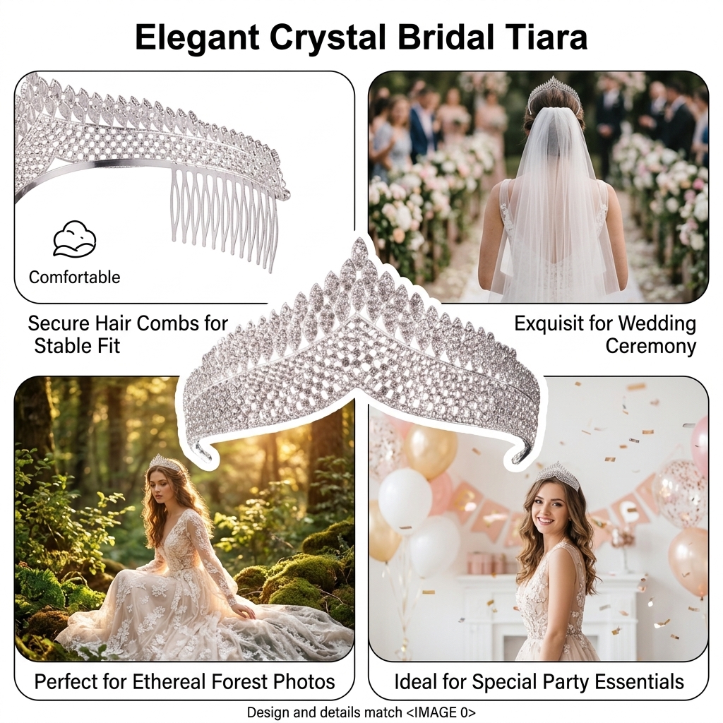Crystal Tiara-Bridal Hairpiece - Women Fashion Designer のレビューと価格