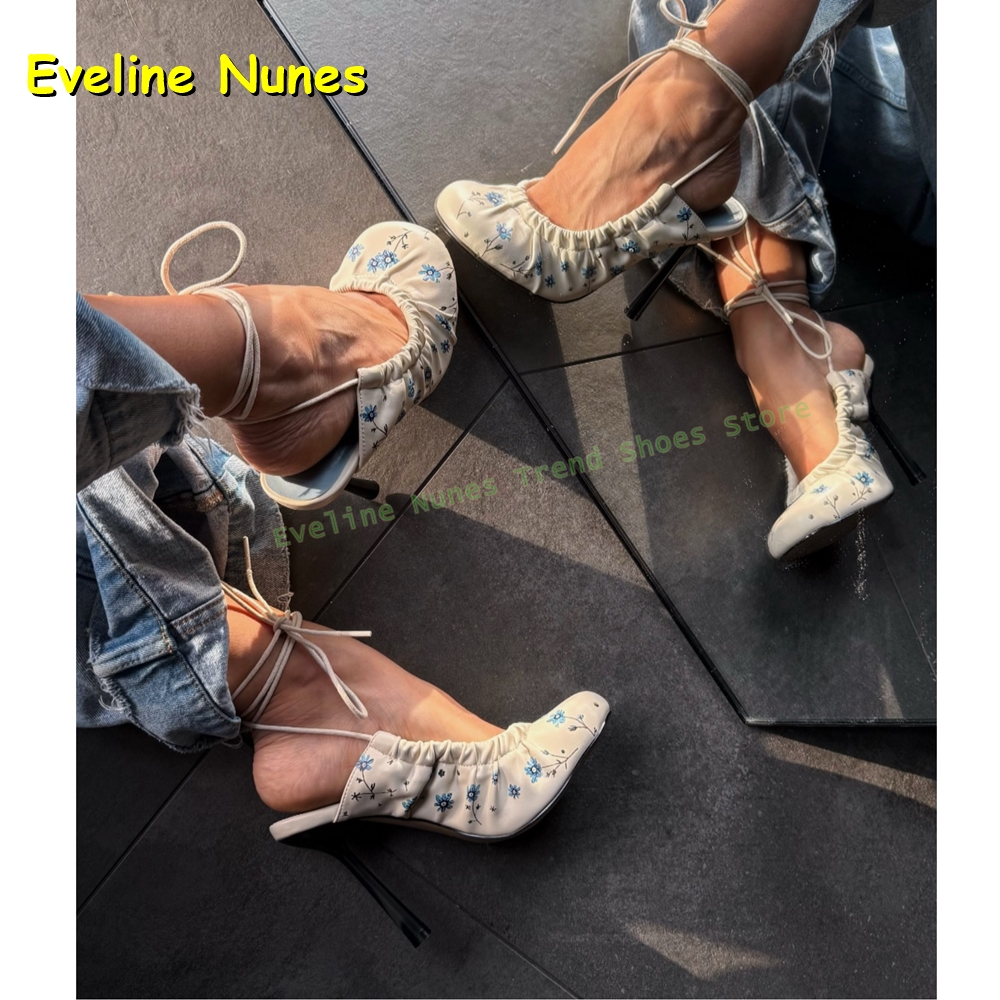 Cream White Floral Print Mary  - Women'S Fashion Boots のレビューと価格