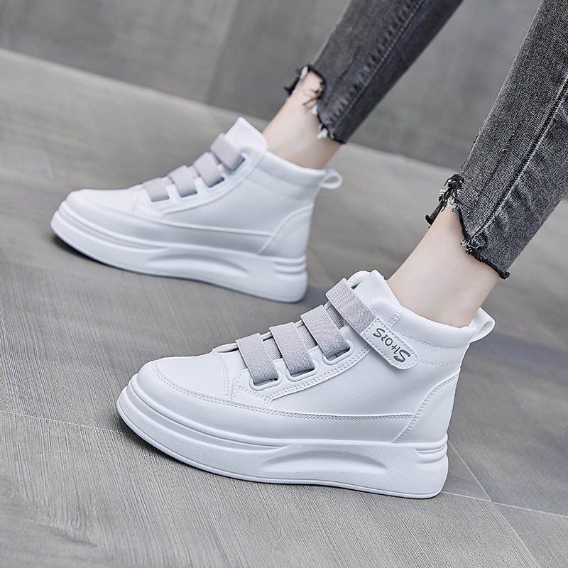 High Top White Sneakers 2025 W - Women'S Fashion Velcro Sneakers のレビューと価格