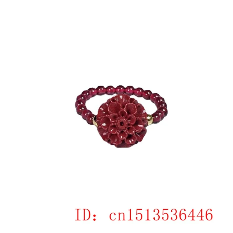 Natural Red Cinnabar Flower Ti - Women Fashion Jewellery のレビューと価格