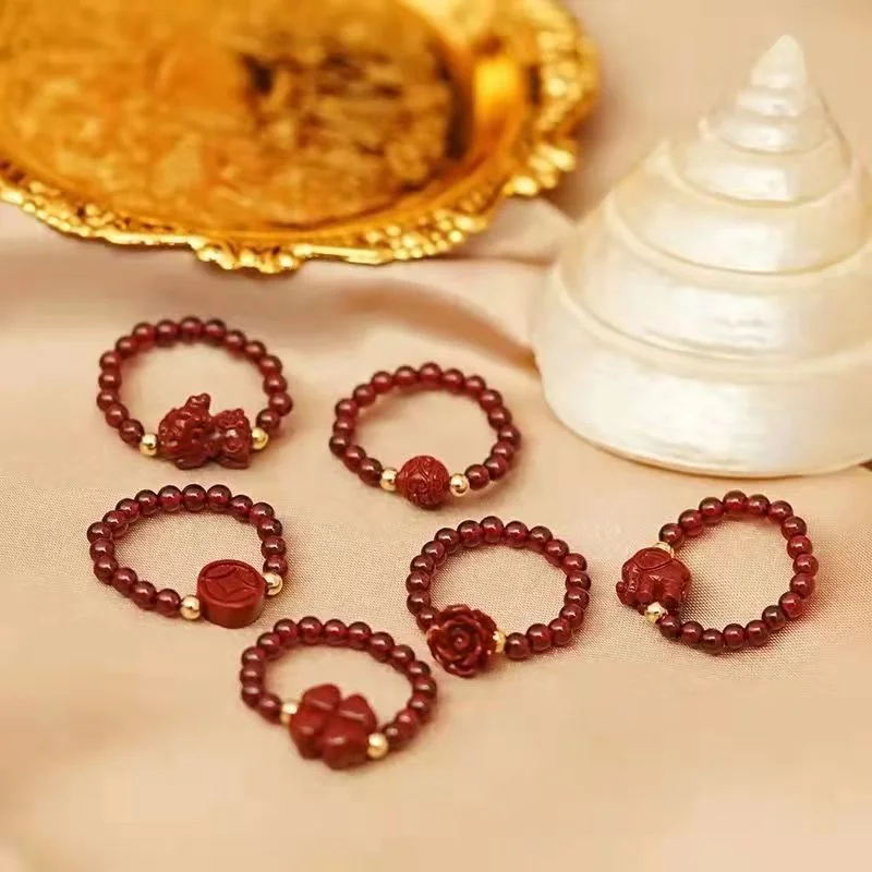 Natural Red Cinnabar Flower Ti - Women Fashion Jewellery のレビューと価格