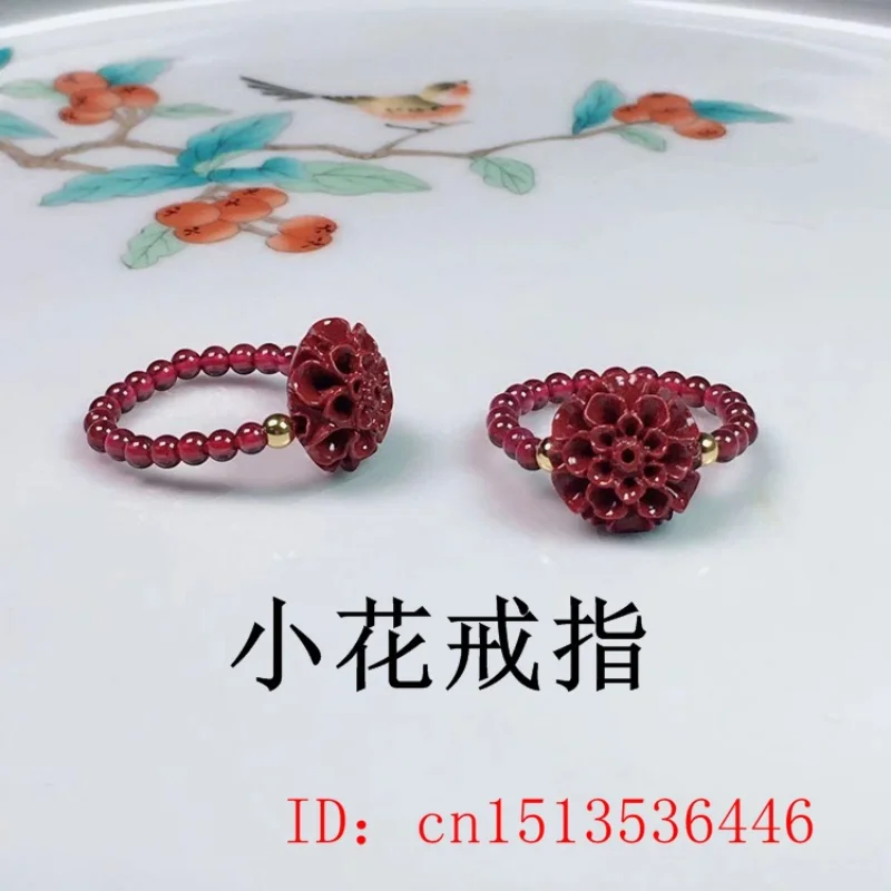 Natural Red Cinnabar Flower Ti - Women Fashion Jewellery のレビューと価格