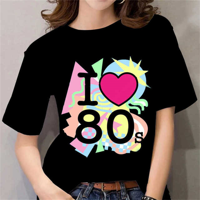 80s Womens T Shirt Femal Black - Women Fashion 80S のレビューと価格