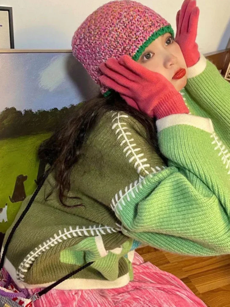 Cardigan Women Patchwork S-4XL - Women Fashion 80S のレビューと価格