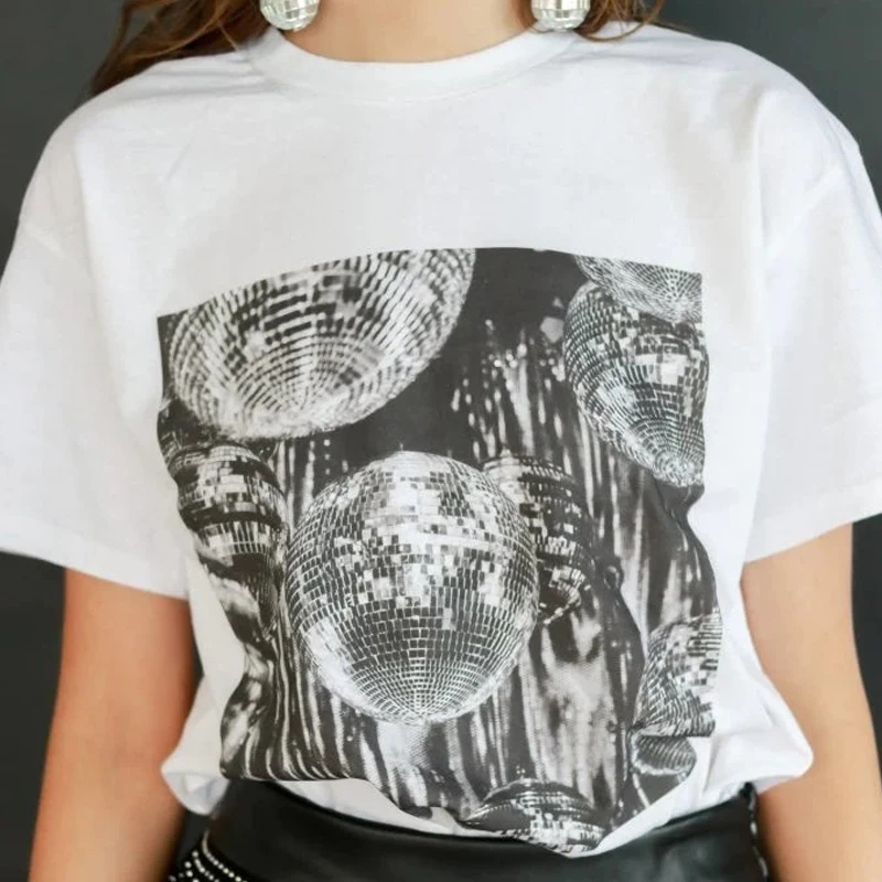 Vintage Aesthetic Disco Ball T - Women Fashion 80S のレビューと価格