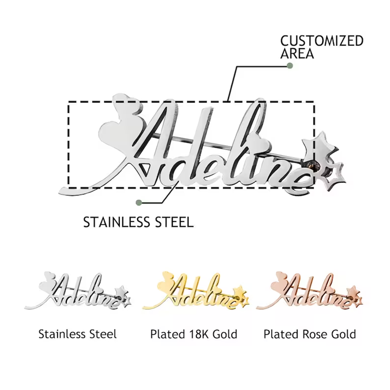 New Custom Name Brooch Letters - Women Fashion Logo Design のレビューと価格