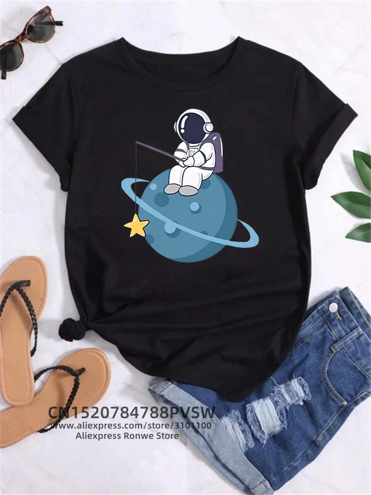 Moon Space Planet Print Tee Sh - Women'S Fashion In The 90S のレビューと価格