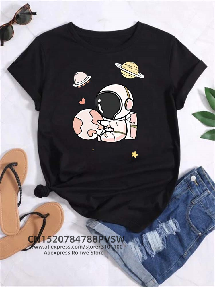 Moon Space Planet Print Tee Sh - Women'S Fashion In The 90S のレビューと価格
