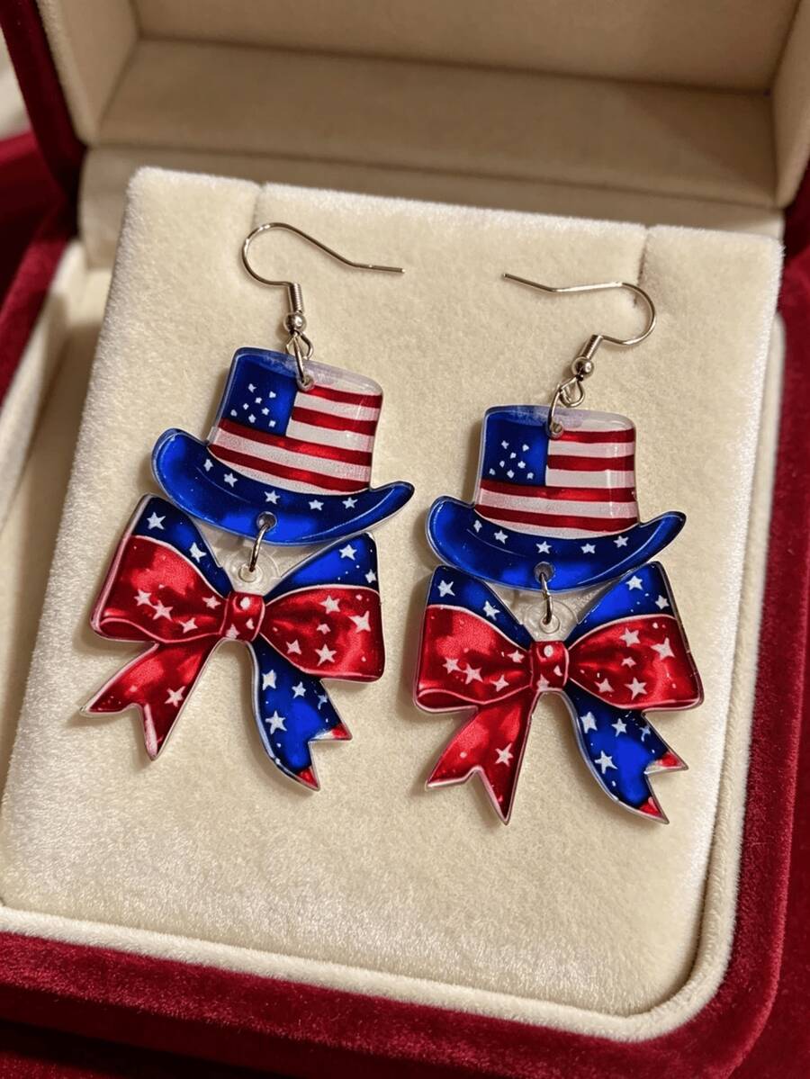 Patriotic USA Flag Top Hat Bow - Women Fashion Usa のレビューと価格