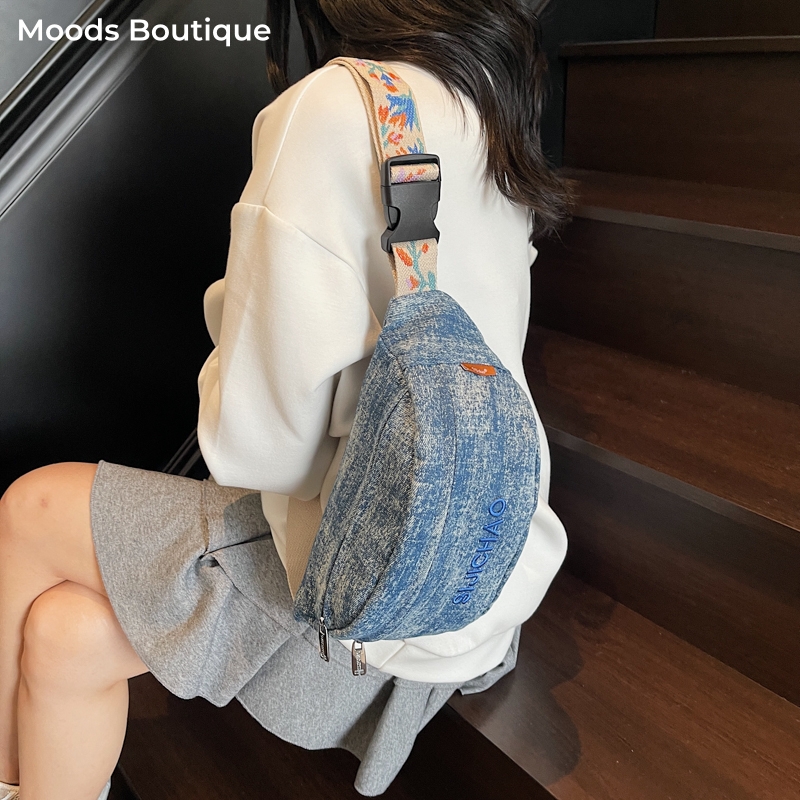 Denim Blue Chest Bags For Wome - Women'S Fashion Boutique のレビューと価格